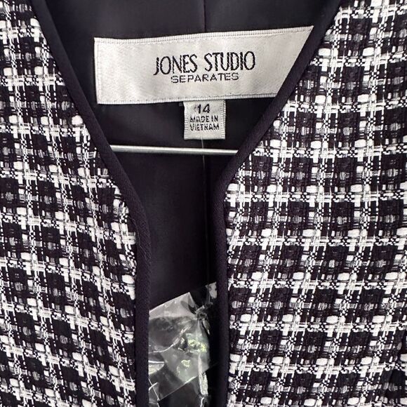 Vintage Jones Studio Tweed Blazer Lined Shoulder Pads Preppy Academia Size 14 - Picture 6 of 12